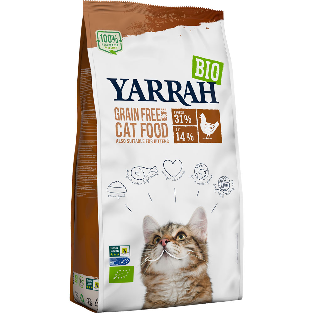 Bio Katzen-Trockenfutter Adult+Kitten Huhn und Fisch (MSC) getreidefr. 10kg Yarr - Bild 1