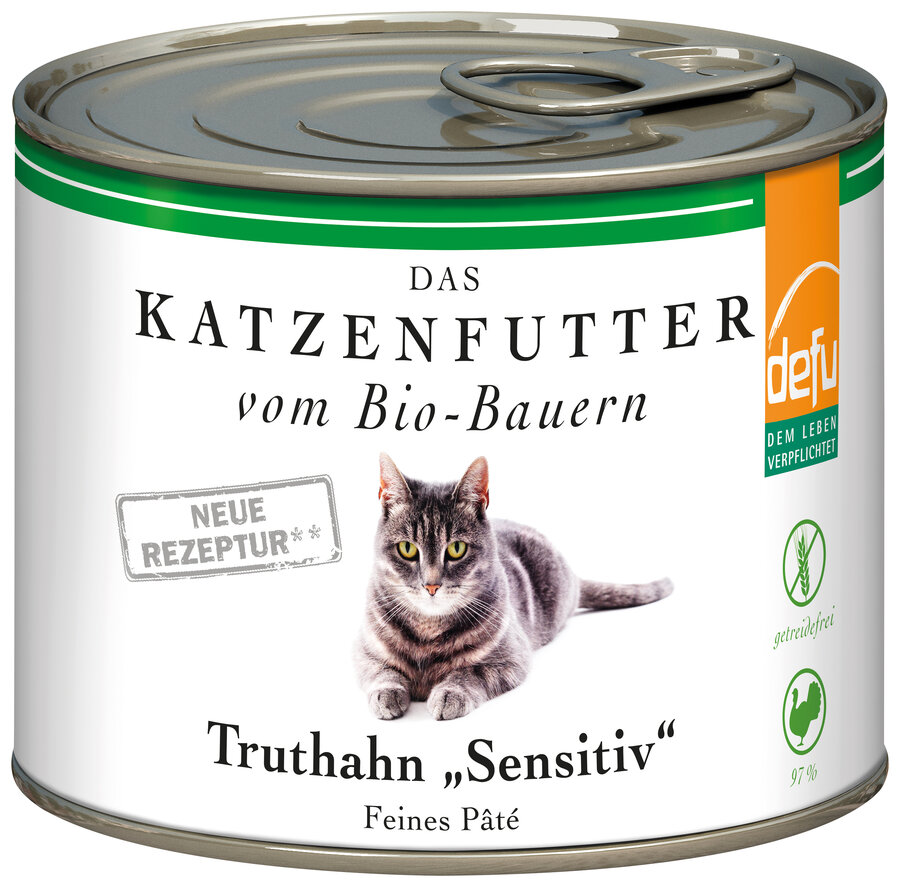 Bio Katzenfutter Truthahn 200g Gluten & Getreidefrei defu - Bild 1