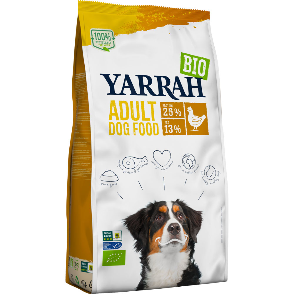Haltbar bis 04.05.2024     Bio Hunde-Trockenfutter Adult Huhn 15kg Yarrah - Bild 1