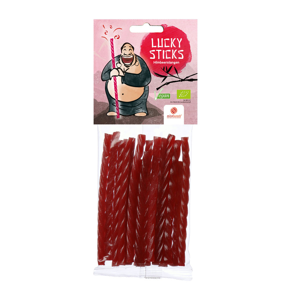 Haltbar bis 30.11.2024  12er-VE Sticks Himbeere Bio Fruchtgummistangen 75g Lucky - Bild 1